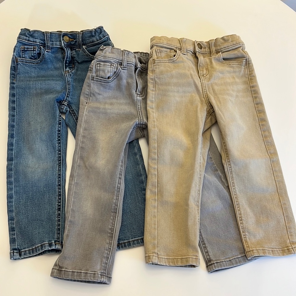 Wonder Nation Toddler Boys Jeans, Khaki Denim and Gray Denim Jeans 4T